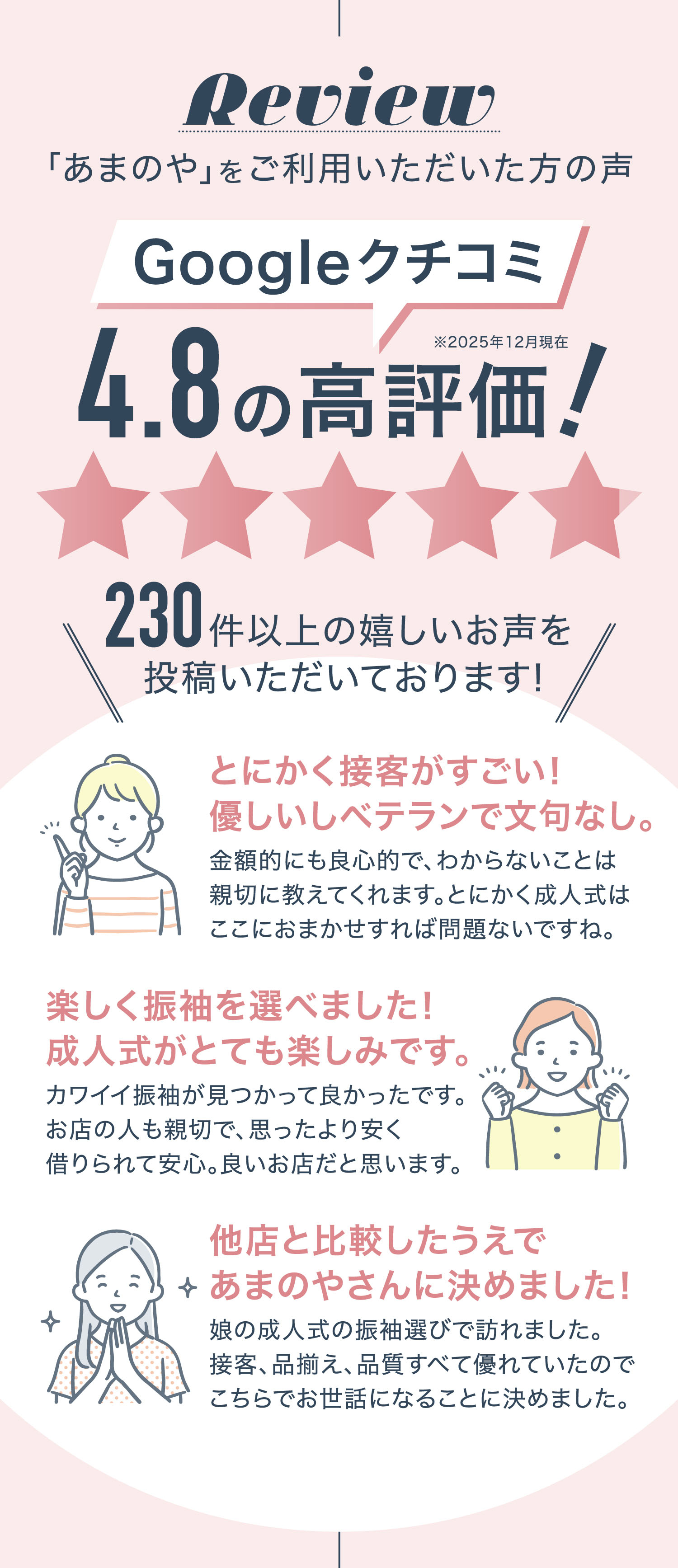 「あまのや」をご利用いただいた方の声