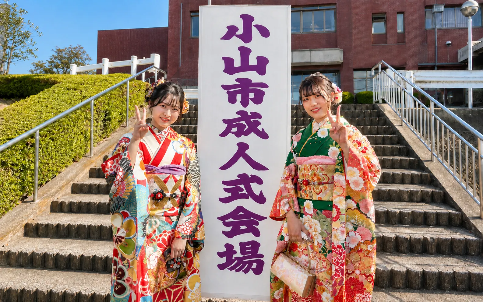 成人式会場へ